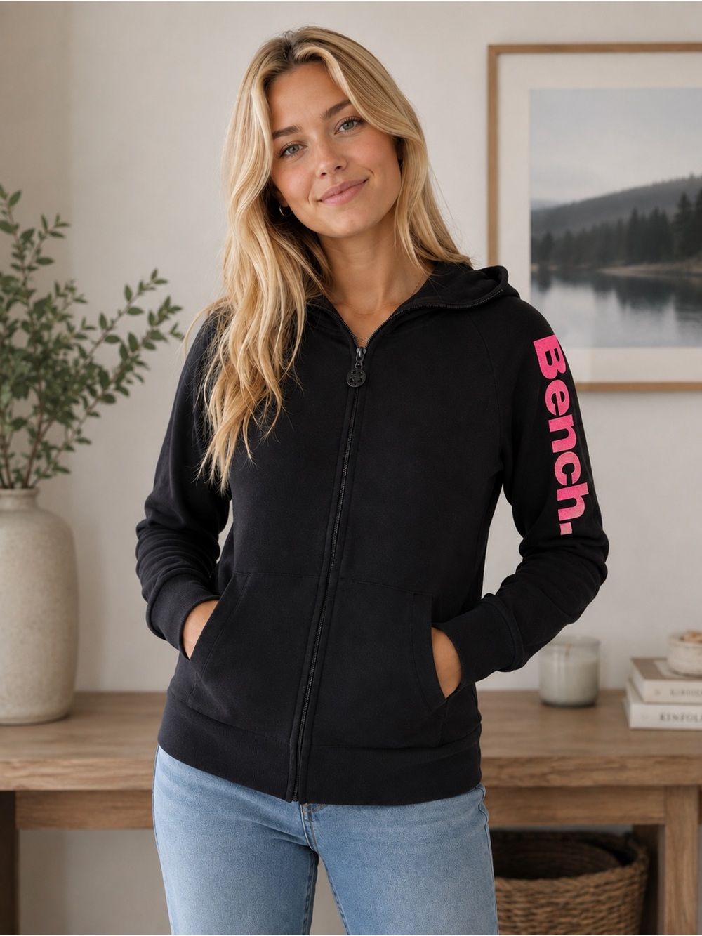 Bench Black Zip-Up Hoodie Sweater